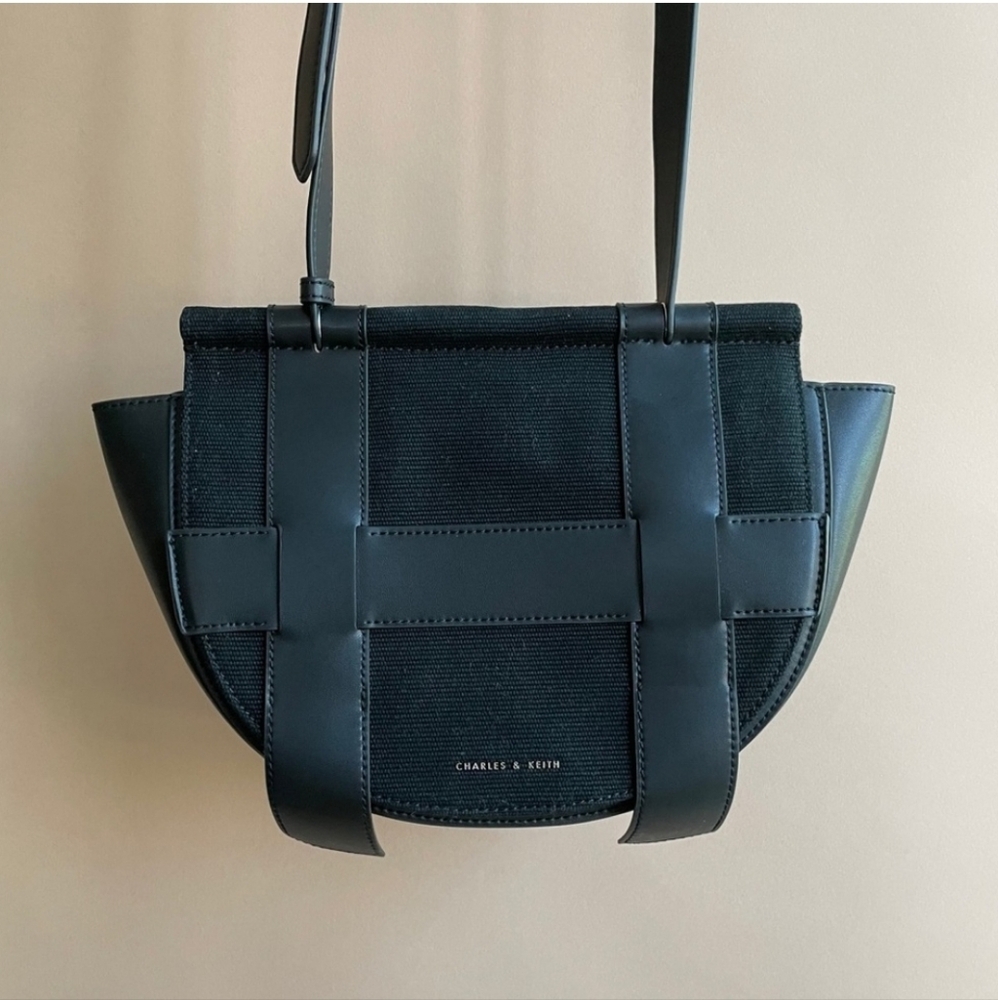 NWOT Charles & Keith Faux Leather/Fabric Crossbody Bag